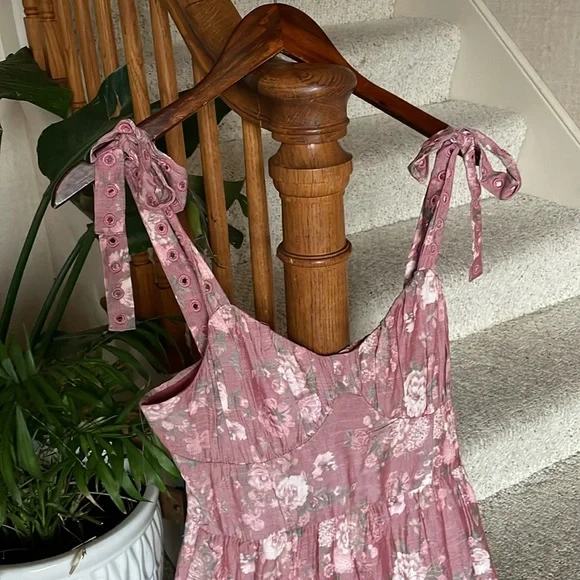 Altard State Floral Pink Tiered Midi Dress - Picture 4 of 12